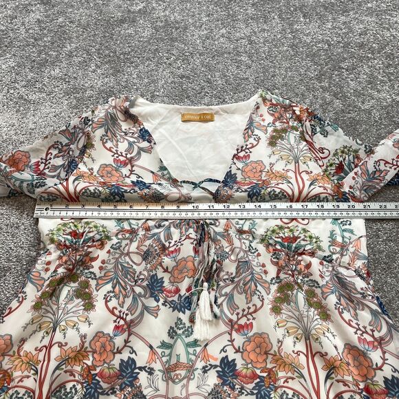 Emmer & Oat Dress Womens Large White Floral Allover Boho Long Sleeve Midi Ladies - Picture 11 of 12